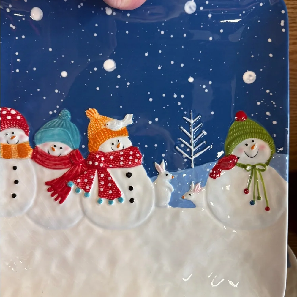 St. Nicholas Square “Snow Days” Snowman Plates Bowl Platter Christmas Dishes